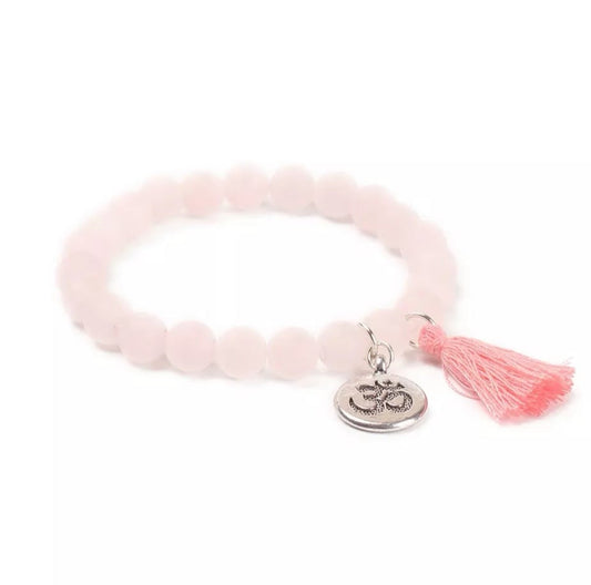 Pulseira de Quartzo Rosa com Pêndulo